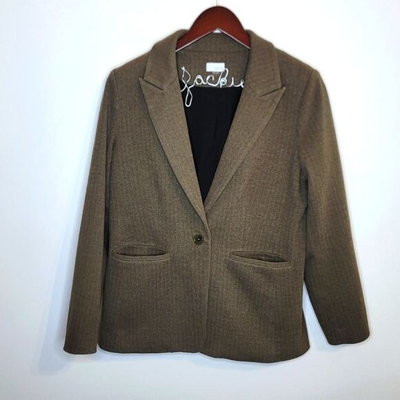 Ecru Brown One Button Blazer Size 6 - Picture 1 of 9